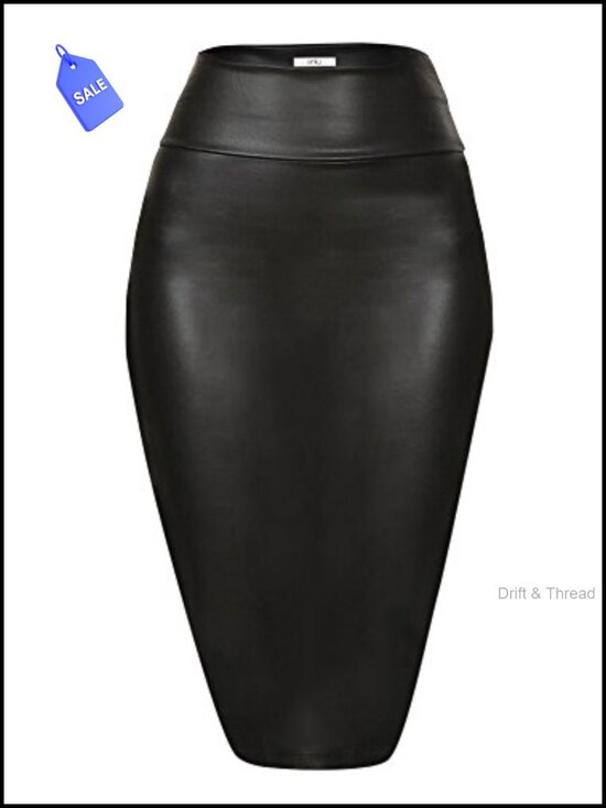 Dresses & Skirts - Faux Leather Pencil Skirt High Waisted Bodycon Office Wear